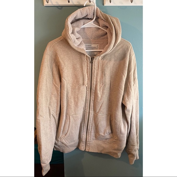 j crew sherpa hoodie mens